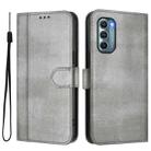 For Motorola Moto G Stylus 5G 2022 Line Splicing Buckle Retro Leather Phone Case(Grey) - 2