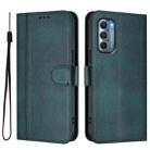 For Motorola Moto G Stylus 5G 2022 Line Splicing Buckle Retro Leather Phone Case(Dark Green) - 2