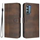For Motorola Moto G Stylus 5G 2022 Line Splicing Buckle Retro Leather Phone Case(Brown) - 2