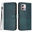 For Motorola Moto G Stylus 4G 2023 Line Splicing Buckle Retro Leather Phone Case(Dark Green) - 2