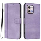 For Motorola Moto G Stylus 4G 2023 Line Splicing Buckle Retro Leather Phone Case(Purple) - 2