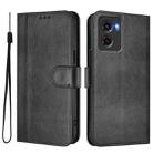 For Motorola Moto G05 / E15 Line Splicing Buckle Retro Leather Phone Case(Black) - 2