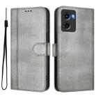 For Motorola Moto G05 / E15 Line Splicing Buckle Retro Leather Phone Case(Grey) - 2