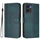 For Motorola Moto G05 / E15 Line Splicing Buckle Retro Leather Phone Case(Dark Green) - 2