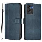 For Motorola Moto G05 / E15 Line Splicing Buckle Retro Leather Phone Case(Dark Blue) - 2