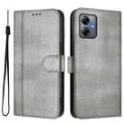 For Motorola Moto G14 4G / G54 5G EU Line Splicing Buckle Retro Leather Phone Case(Grey) - 2