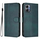 For Motorola Moto G14 4G / G54 5G EU Line Splicing Buckle Retro Leather Phone Case(Dark Green) - 2