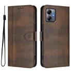 For Motorola Moto G14 4G / G54 5G EU Line Splicing Buckle Retro Leather Phone Case(Brown) - 2