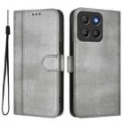 For Motorola Moto G15 / G15 Power Line Splicing Buckle Retro Leather Phone Case(Grey) - 2