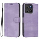 For Motorola Moto G15 / G15 Power Line Splicing Buckle Retro Leather Phone Case(Purple) - 2