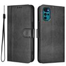 For Motorola Moto E32 India / G22 4G Line Splicing Buckle Retro Leather Phone Case(Black) - 2