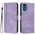 For Motorola Moto E32 India / G22 4G Line Splicing Buckle Retro Leather Phone Case(Purple) - 2