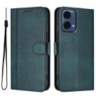 For Motorola Moto G24 Power 4G India Line Splicing Buckle Retro Leather Phone Case(Dark Green) - 2