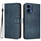 For Motorola Moto G24 Power 4G India Line Splicing Buckle Retro Leather Phone Case(Dark Blue) - 2