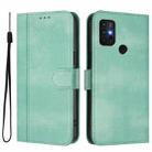 For Motorola Moto G30 / G20 / G10 Line Splicing Buckle Retro Leather Phone Case(Mint) - 2