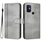 For Motorola Moto G30 / G20 / G10 Line Splicing Buckle Retro Leather Phone Case(Grey) - 2