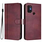 For Motorola Moto G30 / G20 / G10 Line Splicing Buckle Retro Leather Phone Case(Wine Red) - 2