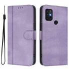 For Motorola Moto G30 / G20 / G10 Line Splicing Buckle Retro Leather Phone Case(Purple) - 2