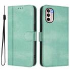 For Motorola Moto G31 4G Global / G41 4G Line Splicing Buckle Retro Leather Phone Case(Mint) - 2