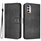 For Motorola Moto G31 4G Global / G41 4G Line Splicing Buckle Retro Leather Phone Case(Black) - 2