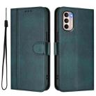 For Motorola Moto G31 4G Global / G41 4G Line Splicing Buckle Retro Leather Phone Case(Dark Green) - 2