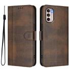 For Motorola Moto G31 4G Global / G41 4G Line Splicing Buckle Retro Leather Phone Case(Brown) - 2