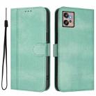 For Motorola Moto G32 Line Splicing Buckle Retro Leather Phone Case(Mint) - 2