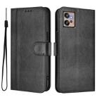 For Motorola Moto G32 Line Splicing Buckle Retro Leather Phone Case(Black) - 2