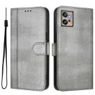For Motorola Moto G32 Line Splicing Buckle Retro Leather Phone Case(Grey) - 2