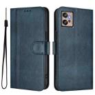 For Motorola Moto G32 Line Splicing Buckle Retro Leather Phone Case(Dark Blue) - 2