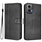 For Motorola Moto G34 5G / G45 5G Line Splicing Buckle Retro Leather Phone Case(Black) - 2