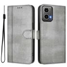 For Motorola Moto G34 5G / G45 5G Line Splicing Buckle Retro Leather Phone Case(Grey) - 2