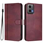For Motorola Moto G34 5G / G45 5G Line Splicing Buckle Retro Leather Phone Case(Wine Red) - 2
