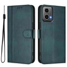 For Motorola Moto G34 5G / G45 5G Line Splicing Buckle Retro Leather Phone Case(Dark Green) - 2