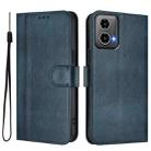 For Motorola Moto G34 5G / G45 5G Line Splicing Buckle Retro Leather Phone Case(Dark Blue) - 2