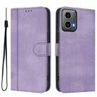 For Motorola Moto G34 5G / G45 5G Line Splicing Buckle Retro Leather Phone Case(Purple) - 2