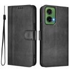 For Motorola Moto G35 5G Line Splicing Buckle Retro Leather Phone Case(Black) - 2