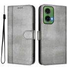 For Motorola Moto G35 5G Line Splicing Buckle Retro Leather Phone Case(Grey) - 2