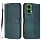 For Motorola Moto G35 5G Line Splicing Buckle Retro Leather Phone Case(Dark Green) - 2