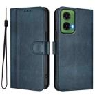 For Motorola Moto G35 5G Line Splicing Buckle Retro Leather Phone Case(Dark Blue) - 2