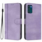 For Motorola Moto G42 4G Line Splicing Buckle Retro Leather Phone Case(Purple) - 2