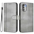 For Motorola Moto G51 5G Line Splicing Buckle Retro Leather Phone Case(Grey) - 2