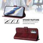 For Motorola Moto G51 5G Line Splicing Buckle Retro Leather Phone Case(Wine Red) - 3