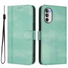 For Motorola Moto G52 4G / G82 5G / G71s Line Splicing Buckle Retro Leather Phone Case(Mint) - 2