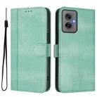 For Motorola Moto G55 5G Line Splicing Buckle Retro Leather Phone Case(Mint) - 2