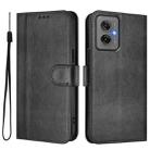 For Motorola Moto G55 5G Line Splicing Buckle Retro Leather Phone Case(Black) - 2