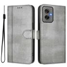 For Motorola Moto G55 5G Line Splicing Buckle Retro Leather Phone Case(Grey) - 2