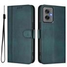 For Motorola Moto G55 5G Line Splicing Buckle Retro Leather Phone Case(Dark Green) - 2