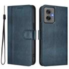 For Motorola Moto G55 5G Line Splicing Buckle Retro Leather Phone Case(Dark Blue) - 2