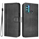 For Motorola Moto G60 / G40 Fusion Line Splicing Buckle Retro Leather Phone Case(Black) - 2